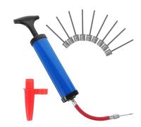 DECOMELODY Kit de Gonflage Portable 13 Pièces pour Ballon de Basket Bleu Pompe Manuelle 8 Pouces 10 Aiguilles Tuyau D’Extension et Embout Rouge Outil Multifonction Réutilisable pour Usage