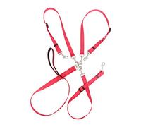 DECOMELODY Laisse Entraînement pour Chien Réglable avec Triple Attache Laisse Durable et Lavable pour Dressage des Animaux de Compagnie Rouge