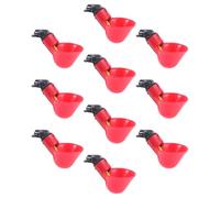 DECOMELODY Lot de 10 Abreuvoirs Automatiques pour Volailles Rouges, Buveurs d'eau avec Vis, Coupelles Adaptées aux Pigeons, Cailles et Poulets pour Élevage Domestique et Commercial