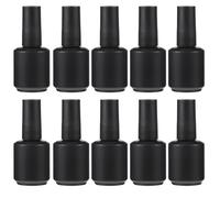 DECOMELODY Lot de 10 Flacons Vides pour Vernis à Ongles 15 Ml en Verre Mat Noir, Pinceau Intégré, Recharge Gel Semi-permanent, pour Onglerie et Manucure Française