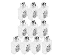 DECOMELODY Lot de 10 Mini Récipients d'eau Bénite en Alliage Argenté 15 ML, Flacons Rectangulaires en Relief pour Baptêmes, Église et Décorations Religieuses