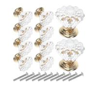 DECOMELODY Lot de 10 Poignées de Tiroir en Acrylique Doré Boutons de Meuble Cristal Transparent Poignées de Placard Cuisine Style Milieu du Siècle Décoration Intérieure pour Commode et