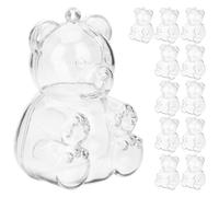 DECOMELODY Lot de 12 Boîtes à Bonbons en Plastique Transparentes Forme d'Ours 7 CM Petites Boîtes de Bonbons de Fête pour Mariage Dragées et Emballage Gourmand