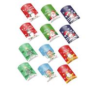 DECOMELODY Lot de 12 Boîtes de Bonbons de Noël en Papier Format Oreiller Boîtes d'Emballage Festives pour Biscuits et Présents de Fête Coloris Assortis pour Emballage Gourmand et