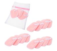 DECOMELODY Lot de 15 Lingettes Démaquillantes Doubles Couches Réutilisables Rose, Serviettes Épaisses Visage, Lavables et Portables avec Paquet à Linge, pour Peau Sensible et Voyage