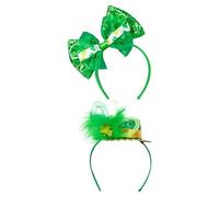 DECOMELODY Lot de 2 Bandeaux Saint-patrick à Paillettes, Mini Chapeau Haut-de-forme Vert et Serrage-tête Trèfle, Accessoires de Fête Irlandais pour Hommes, Femmes et Garçon et Filles,