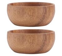 DECOMELODY Lot de 2 Bols en Bois d'Acacia 8X35 CM Saladier Rond Polyvalent Bol à Salade Naturel Cuisine Familiale et Hôtellerie Récipient Décoratif et Pratique