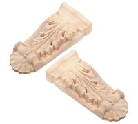 DECOMELODY Lot de 2 Consoles en Bois Sculpté Naturel 12 X 5,5 Cm, Supports Décoratifs pour Meubles et Étagères, Ornements Muraux Adaptés aux Armoires et Cheminées, Style Européen Classique