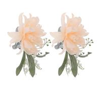 DECOMELODY Lot de 2 Embrasses de Rideaux à Pince Métallique Robuste Motifs Floraux Réalistes Couleur Amande Douce Accessoires Décoratifs pour Fenêtres Fixation Pratique pour Rideaux