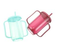 DECOMELODY Lot de 2 Gobelets Anti-Fuites pour Personnes Âgées avec Paille et Couvercle Gobelet Régulateur de Dysphagie pour Adultes Handicapés Tasse pour Patients Alités Couleurs Vert et