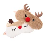 DECOMELODY Lot de 2 Masques de Sommeil en Peluche Motif Élan de Noël Doux et Confortable Bande Élastique Ajustable Occultant pour Train Voiture et Maison Masque de Sommeil Dessin Animé