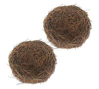 DECOMELODY Lot de 2 Nids d'oiseaux Décoratifs en Rotin Tissé à la Main 12 CM Ornements Suspendus pour Jardin et Cage à Oiseaux Nid Naturel Rustique pour Décoration Extérieure et