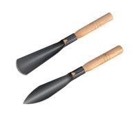 DECOMELODY Lot de 2 Pelles en Métal Manche en Bois pour Jardinage, Outils à Main pour Repiquage et Désherbage, Jardin, Bureau ou École, Truelles de Jardinage Polyvalentes et Ergonomiques