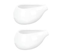 DECOMELODY Lot de 2 Pichets à Lait en Céramique Blanche, Bec Verseur Rond, 150 Ml, pour Sauces, Miel et Café, Pots de Conservation Polyvalents Cuisine et Restauration, Contenants Légers