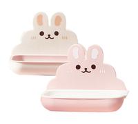 DECOMELODY Lot de 2 Porte-Savons Muraux Drainants en Polypropylène Design Lapin Cartoon Rose et Blanc Porte-Savonnette Simple et Égouttoir pour Salle de Bain la Cuisine Accessoires Salle