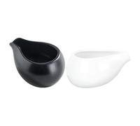 DECOMELODY Lot de 2 Pots à Lait en Céramique Style Japonerie Mini-Pichets à Café Multifonctions 150 Ml Finition Lisse Blanche et Noire Mate pour Café Sauces et Conservation au