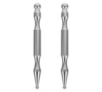 DECOMELODY Lot de 2 Stylo de Massage à Points D'acupression en Acier Inoxydable Bâtonnet Double Tête pour Réflexologie du Visage du Cou Outil Manuel de Stimulation Profonde des Muscles