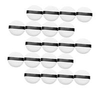 DECOMELODY Lot De 20 Houppettes à Cosmétiques Blanches 45x10 Mm En Éponges De Maquillage Douces Pour Femme, Application Poudre Visage, Outil Beauté Pratique Et Léger