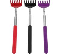 DECOMELODY Lot de 3 Gratte-Dos Télescopiques en Métal à 7 Dents Masseur de Dos Manuel Extensible Portable Couleurs Noir Rouge Violet Outil Léger pour Soulager Démangeaisons et Massage