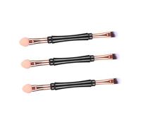 DECOMELODY Lot de 3 Pinceaux pour Maquillage Yeux et Sourcils Petite Taille avec Manche Lisse, Double Usage Cils et Sourcils, Outil Cosmétique Portable avec Capuchon pour Maquillage