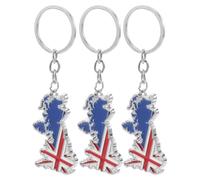 DECOMELODY Lot de 3 Porte-Clés Royaume-Uni en Métal Solide Pendentifs Carte du Royaume-Uni Accessoires Drapeau Britannique pour Paquet à Main et Souvenir Fête Nationale Breloques