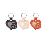DECOMELODY Lot de 3 Porte-Clés Souvenir en Cuir PU pour Poils D’Animaux Formes Cœur et Patte Couleurs Noir Orange et Écru Accessoire de Rangement Compact pour Poils de Chien et Chat
