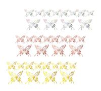 DECOMELODY Lot de 36 Stickers Muraux 3D en Métal Décoratif Effet Relief Couleurs Or Argenté et Rose Doré Décoration pour Chambre Salon et Loisirs Créatifs