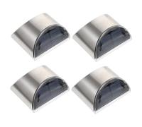 DECOMELODY Lot de 4 Appliques Murales Solaires Étanches en Acier Inoxydable, Lumière Blanche LED Rechargeable, Éclairage Extérieur Jardin et Terrasse, Énergie Solaire Autonome, Veilleuse