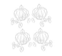 DECOMELODY Lot de 4 Boîtes à Bonbons Décoratives en Métal Blanc, Forme Carrosse Citrouille Princesse, Centre de Table Mariage et Anniversaire, Décoration Romantique et Solide en Fer Forgé