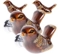 DECOMELODY Lot de 4 Boutons de Porte de Placard Vintage en Céramique Blanche Motif Oiseau 1237, Poignées de Tiroir Élégantes pour Meubles, Armoires et Commodes, Accessoires Décoratifs Rétro