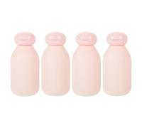 DECOMELODY Lot De 4 Flacons De Voyage Rechargeables 100 Ml En Plastique Souple Rose Bouchon Rabattable Pour Shampooing Et Lotion, Usage Cosmétique Et Soins, Recharges Sans Fuite, Kit Voyage Pratique