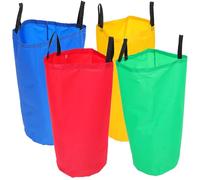 DECOMELODY Lot de 4 Paquet de Saut pour Garçon et Filles en Toile Résistante, Couleurs Assorties Rouge, Jaune, Bleu et Vert, Double Semelle Antidérapante, Jeu de Course Extérieur