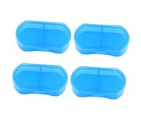 DECOMELODY Lot De 4 Piluliers Portables 2 Compartiments En Plastique Transparent Bleu, Organisateur De Remède Hermétique Et Compact Pour Voyage, Valise De Poche Pratique, Rangement Extérieur