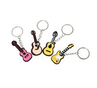 DECOMELODY Lot de 4 Porte-clés Décoratifs Guitare Rétro en Métal Brillant, Pendentifs Suspendus Créatifs pour Clés, Paquet et Accessoires, Décoration Originale D’instruments Style Aléatoire