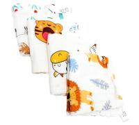 DECOMELODY Lot de 4 Serviettes Carrées en Coton 100% Pur 25X25 CM Six Couches Absorbantes Serviettes de Toilette pour Bébé Lingettes Salivaires Adaptées pour Soins Quotidiens et Change