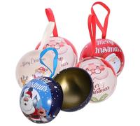 DECOMELODY Lot de 5 Boîtes en Métal de Boule de Noël Pendentifs Sapin de Noël Suspendus Boîtes à Bonbons Légères pour Décoration Festive et Emballage Gourmand pour Fêtes et Présents