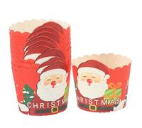 DECOMELODY Lot de 50 Caissettes en Papier pour Muffins et Cupcakes de Noël, Motifs Père Noël, Mini Moules à Gâteaux Jetables, Adaptés la Cuisson et Décoration Festive de Pâtisseries