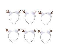 DECOMELODY Lot De 6 Bandeaux De Noël Lumineux Bois De Cerf Marron, Plumage Blanches, Accessoires Cheveux Festifs Pour Fêtes De Noël Et Concerts