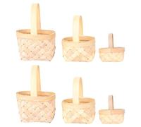 DECOMELODY Lot de 6 Mini Paniers Tressés Artisanaux en Copeaux de Bois avec Anses Tailles Variées Paniers Décoratifs Polyvalents pour Présents Rangement et Décoration Intérieure