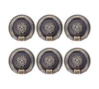DECOMELODY Lot de 6 Poignées Rondes de Meuble Vintage en Alliage de Zinc, Style Rétro Antique, Fixation par Trou Unique, Diamètre Moyen, Couleur Bronze Vert Ancien, pour Tiroirs, Placards