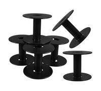 DECOMELODY Lot de 6 Porte-bobines en Plastique Noir, Petite Bobine de Fil Multifonctionnelle, Enrouleur de Câble Compact pour Gestion Câble Électrique, Rangement Maison, Atelier et Garage