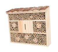 DECOMELODY Maison des Abeilles en Bois Naturel pour Jardin Hôtel Insectes Écologique Extérieur, Abri D’Insectes Décoratif pour Protection des Abeilles, Cabane Stable, Décoration Bois Jardin