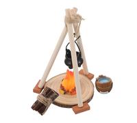 DECOMELODY Miniature Campfire Set Portable avec Faux Feu et Pot Suspendu Décor de Table Compact pour Maison de Poupée Ambiance Camping Extérieur et Centre de Table Unique