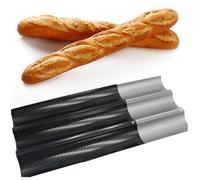 DECOMELODY Moule à Baguette Inoxydable Compartiments Argenté Plaque de Cuisson Vagues pour Français Accessoire de Cuisine et Facile à Nettoyer