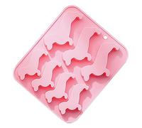 DECOMELODY Moule en Silicone pour Pâtisserie 7 Cavités Forme Teckel, Souple et Indéformable, Couleur Rose, pour Gâteaux, Friandises et Décorations Ludiques, Moule à Friandises Chien