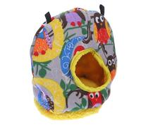 DECOMELODY Nid D’Oiseau Chaud Suspendu Grosse Taille en Peluche Gris Motif Hibou Hamac D’Hiver pour Perroquets et Calopsittes Lit Confortable pour Cage à Oiseaux Accessoire pour Repos et