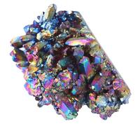 DECOMELODY Ornement en Amas de Cristal Naturel Plaqué Arc-en-Ciel Décoration de Bureau et Maison Grappe de Cristal Multicolore D’Environ 15 G Pièce Unique pour Artisanat et Jardinage