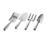 DECOMELODY Outils de Jardinage Poignée Confortable Ensemble de 4 en Acier Inoxydable Résistant à la Rouille Argenté pour Plantation en Pots et Jardin Extérieur