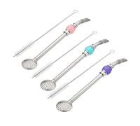 DECOMELODY Pailles Réutilisables Acier Inoxydable pour Yerba Mate avec Filtre et Cuillère Set Bleu avec Brosse de Nettoyage Paille à Boire Pratique