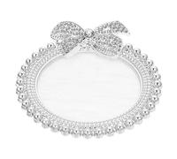 DECOMELODY Palette De Nail Art Noeud Blanc Bord Argenté Petite Palette De Peinture Pour Manucure Usage Maison Salon Accessoires Display